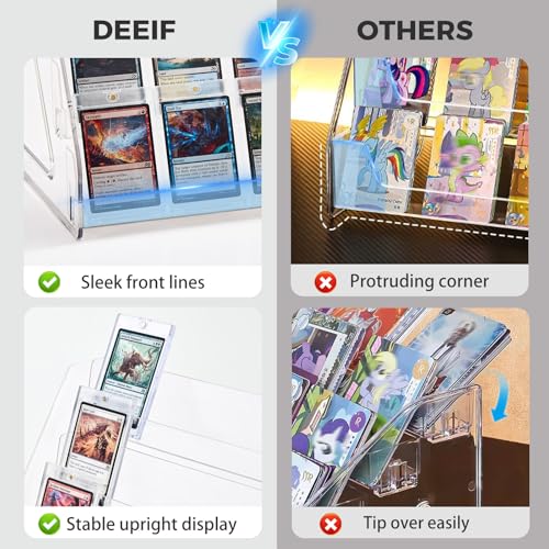 DEEIF 5 Tier Acrylic Trading Card Display Stand, 12" Display Shelf for Magnetic Card Holders, Toploaders, PSA Graded Cards, TCG Sports Card Collection (5Tier, 1Pack) - size: 5 Tier, 1 Pack