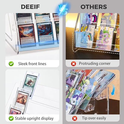 DEEIF 5 Tier Acrylic Trading Card Display Stand, 12" Display Shelf for Magnetic Card Holders, Toploaders, PSA Graded Cards, TCG Sports Card Collection (5Tier, 1Pack) - size: 5 Tier, 1 Pack
