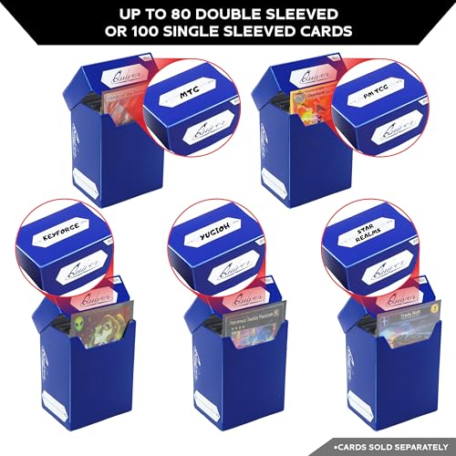 Quiver Time Blue Trading Card Deck Block & Card Sleeves Bundle Fits Magic: The Gathering Cards & Other TCG - 80+ Standard Deck Box with 2 Dividers and 100 Artemis Blue Sleeves (66 x 93 mm) | 1 deck box 80+ with 2 dividers and 100 Artemis blue sleeves (66