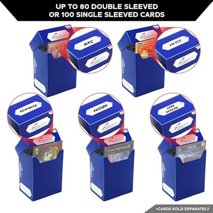 Blue Trading Card Deck Block & Card Sleeves Bundle Fits Magic: The Gathering Cards & Other TCG - 80+ Standard Deck Box with 2 Dividers and 100 Artemis Blue Sleeves (66 x 93 mm) | 1 deck box 80+ with 2 dividers and 100 Artemis blue sleeves (66 x 93 mm), fo