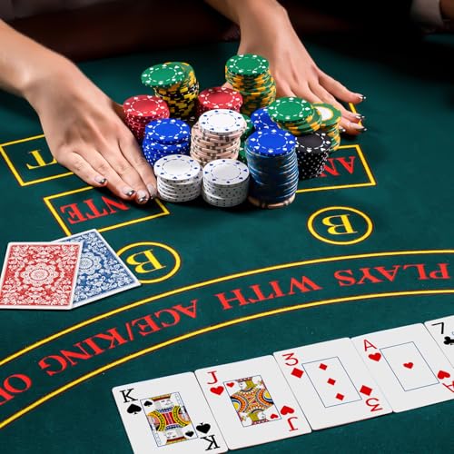 Plastic Playing Cards Waterproof Cards Poker Card 2 Pack Playing Card Large Print for Adults Seniors, Deck of Card Set Poker Cards for Beach Trip Pool Party Games (Blue & Red) - color: Blue & Red