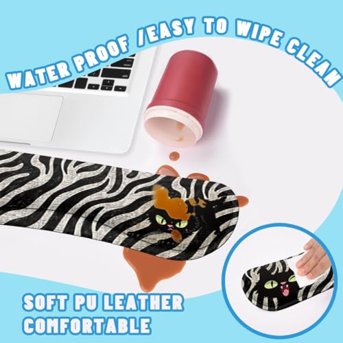 Black Cat Desk Mat Set Cartoon Zebra Large Mouse Pad with Wrist Rest 4-in-1 Desk Mat for Desktop Ergonomic Computer Desk Arm Wrist Anti-Slip Computer Ergonomic Mouse Pad Home Office Gaming - color: Black Cat Cartoon Zebra, size: 34.5" x 15.7"