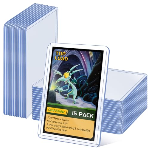 15 Pack Top Loads for Cards 3"x4" Hard Plastic Card Sleeves | Baseball Card Protectors Hard Plastic Sports Card Holder for Trading Cards, Baseball Cards, Game Cards