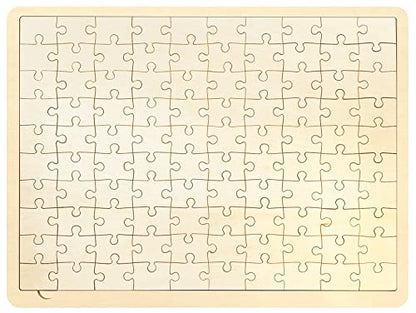 100 Piece Blank Puzzle with Tray to Draw on, 14.2x10.6 Inches | Each Piece is Unique, Make Your Own Wooden Blank Puzzles, Custom Puzzle for Crafts & DIY