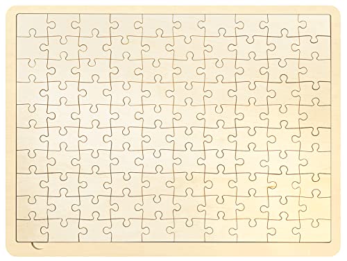 100 Piece Blank Puzzle with Tray to Draw on, 14.2x10.6 Inches | Each Piece is Unique, Make Your Own Wooden Blank Puzzles, Custom Puzzle for Crafts & DIY