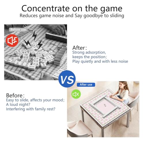 Pink Checkered Mahjong Mat, 31.5 * 31.5in Anti Slip American Mahjong Mat for Table, Noise Reduction, Neoprene Mah jongg Mats with Carrying Bag & 3 Dices, Mahjong Sets Gift, Board Tile Games Mats - color: Rose