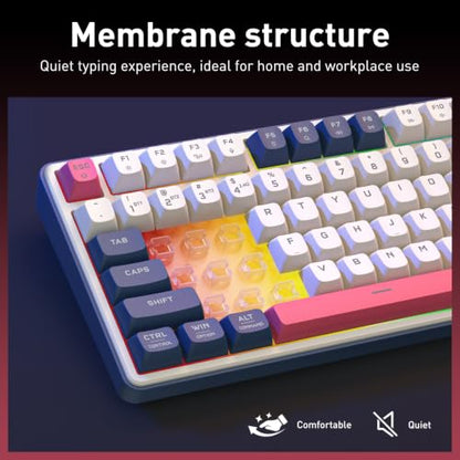 Redragon S174 Gaming Keyboard and Mouse Wireless with Tri-Mode, RGB Keyboard and 5000 DPI 61G Ultra-Light Gaming Mouse, Computer Keyboard Creamy Cute with Number Pad BT/2.4GHz/USB-C - Beige - color: Beige