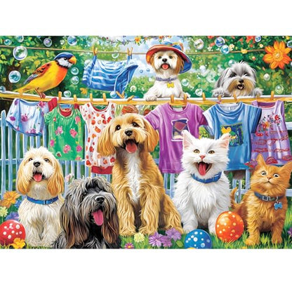 300 Piece Puzzles for Adults, Cute Dog Jigsaw Puzzle for Adults Children Elderly, Large Piece Fun Animal Puzzle for Kids Ages 8-10 10-12, Challenging Landscape Puzzles,Family Game Great Gift 20.5*15in - style: Cute Dogs Cats