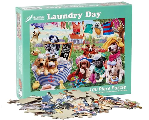 Laundry Day Jigsaw Puzzle 100 Piece by Vermont Christmas Company - Larger Pieces Perfect for Kids & Seniors