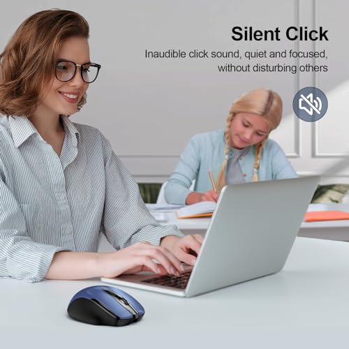 TECKNET Wireless Mouse Rechargeable, 2.4G Computer Mice with USB-A Receiver | 2.4G Connection, 800mAh Battery, 3X Faster Charging, Silent Click, 6-Level 4800 DPI, Ergonomic Design for All-day Comfort - color: Blue