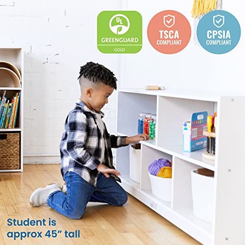 ECR4Kids 5-Compartment Mobile Storage Cabinet, Toddler, Classroom Furniture, White Wash - color: White Wash