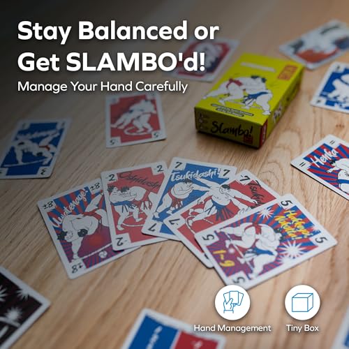 Allplay Slambo Card Game for Adults and Families - Hand Management Game of Keeping Balance - Play Your Cards Right and Don't Get Slammed - 5 Min 2-4 Players Ages 6+