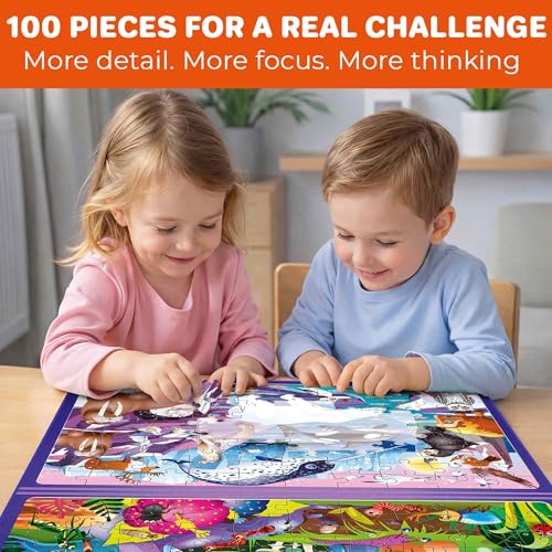 QUOKKA Magnetic Puzzles for Kids Ages 4-6 – 100 PCS Magnetic Puzzle Book for Toddlers 3-5 – 2 Puzzles & 2 Spot The Difference Maps – Search & Find Travel Games – Activity Book Bugs & Polar Animals - color: Bugs 100pcs