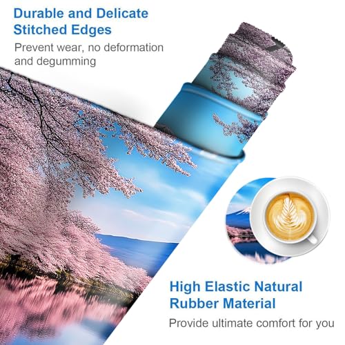 Large Mouse Pad and Keyboard Wrist Rest, Desk Pad for Keyboard and Mouse, 4-in-1 Large Gaming Mouse Pad with Wrist Support, Desk Mat for Home Office Study Game,Cherry Blossoms in The Lake - color: Cherry Blossoms in the Lake