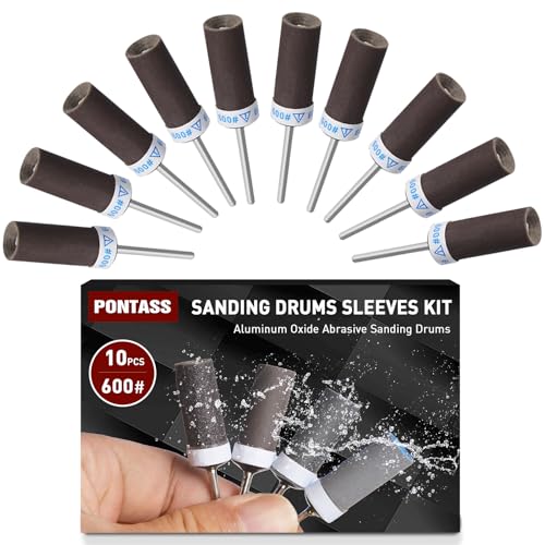 600 Grit Sanding Drums Sandpaper Sticks Set for Dremel Rotary Tool with 1/8" Shank,10 Pcs Sanding Drums Accessories Dry/Wet Abrasive Cylinders for Wood/Metal Rust Removal/Jade Polishing - size: 600 Grits
