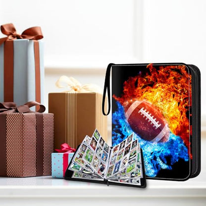 Football Card Binder with Sleeves,9-Pocket Trading Card Holder Card Collectors Album Hold Up to 900 Cards,Card Folder for Football Baseball Basketball Sport Trading Cards, TCG, MTG, PTG Games - color: Football-900