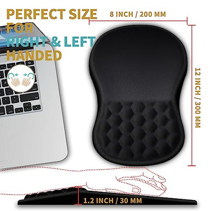 Hokafenle Ergonomic Mouse Pad Wrist Support with Massage Design, Wrist Rest Pain Relief Mousepad with Memory Foam&Non-Slip PU Base, Mouse Pads for Wireless Mouse & Desk (12x8 inch,Black) - color: HK001-Black