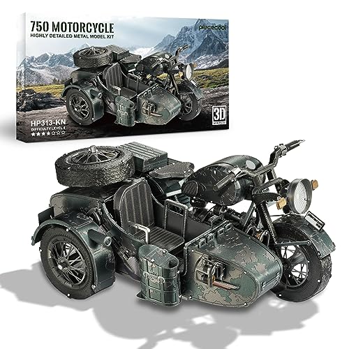 Piececool 3D Puzzles for Adults, Motorcycle with Sidecar Metal Model Building Kits for Family Time, Side Car DIY Assembling Arts and Crafts Best Birthday Gifts - style: Sidecar