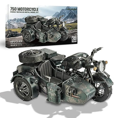 Piececool 3D Puzzles for Adults, Motorcycle with Sidecar Metal Model Building Kits for Family Time, Side Car DIY Assembling Arts and Crafts Best Birthday Gifts - style: Sidecar