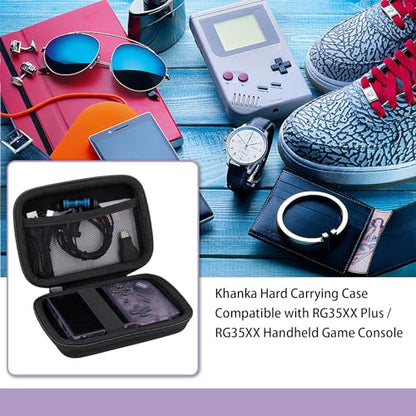 Khanka Hard Travel Case for Anbernic RG35XX Plus/RG355XX/RG355XX Pro Retro | EVA Hard Shell, Mesh Pocket Accessory Storage, Travel-Ready Portable Storage, Easy Carry Handle, Protective Case Only