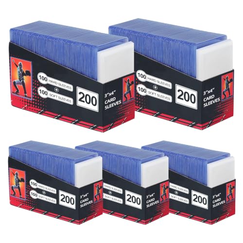 1000 Card Sleeves, Clear Hard Sleeves for Cards, 3"X4" Card Protectors, Baseball Card Sleeves, Hard Plastic Card Holder for Trading Sports Football Game Cards (500 Hard Sleeves+500 Penny Sleeves) - size: 500 Hard+500 Soft Sleeves
