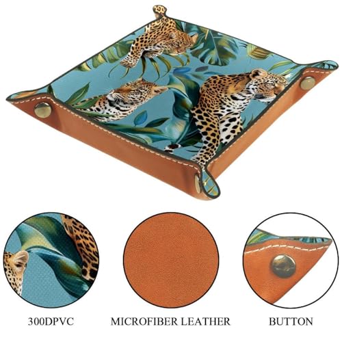 Tropical Leaves Leopards Dice Tray Dice Rolling Tray Folding Dice Holder for Dice Games, Like RPG, DND and Other Table Games - color: Multi 19
