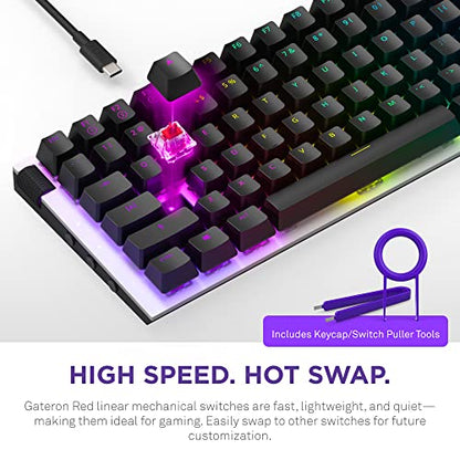 NZXT Function MiniTKL Wired Mechanical Gaming Keyboard - Mechanical Switches - Aluminum Top Plate - Low Profil Keycaps - RGB - Hot-Swappable - White - color: White, size: Mini Tenkeyless, style: Function