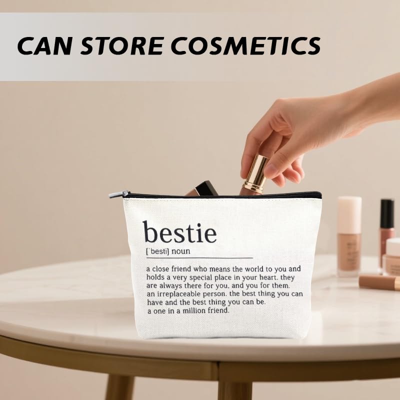 Bestie Make up Cosmetic Bag for Women Best Friends Galentines Day Gifts Bff Bestie Birthday Friendship Gifts Best Friend Skincare Toiletry Storage Bags Pouch Bff Travel Makeup Organizer - color: Besties