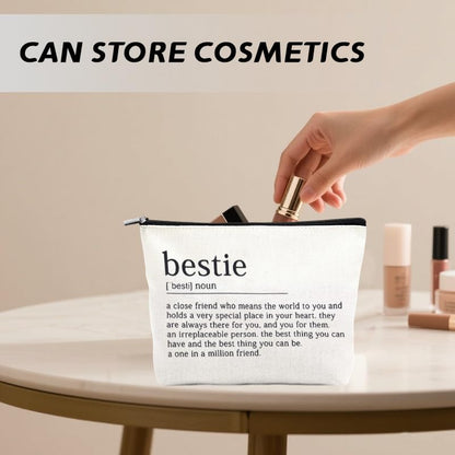 Bestie Make up Cosmetic Bag for Women Best Friends Galentines Day Gifts Bff Bestie Birthday Friendship Gifts Best Friend Skincare Toiletry Storage Bags Pouch Bff Travel Makeup Organizer - color: Besties