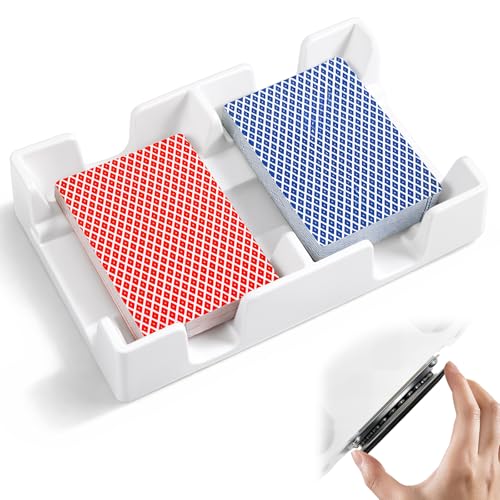 360° Revolving Rotating Playing Card Holder for 2 Decks Canasta Card Holders Sorting Tray Organizes Plastic for Games Accessories - color: White