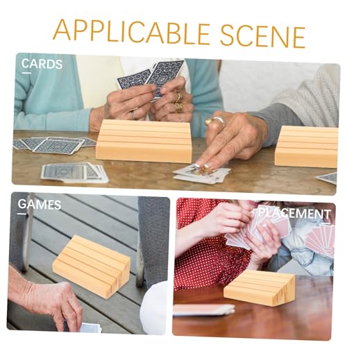 Yardwe 2Pcs Wooden Card Holder Wooden Display Base for Playing Cards Practical Storage for Games Compact Design for Home Decoration Sturdy Stand for Cards and Chess