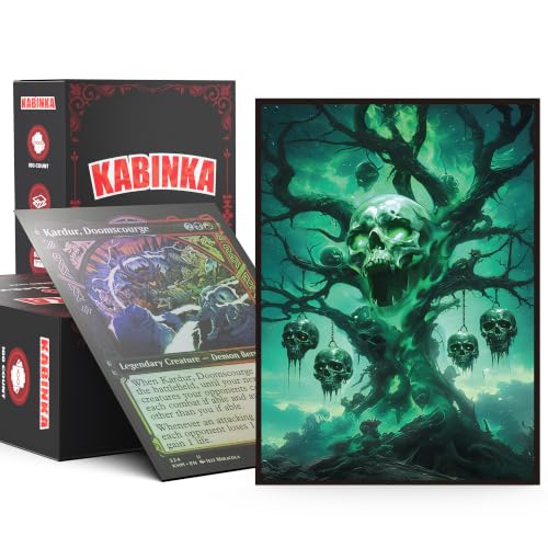 Kabinka MTG Card Sleeves - 100 Standard Size Pack Clear Front & Matte Finish Back with Skull Tree, Premium Sleeves for Magic The Gathering TCG