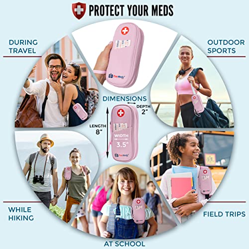 PracMedic Bags Epi Pens Carrying Case- Insulated Epipen Carry Case (Pink) | Holds 2 Epi Pens, Auvi-Q or Neffy, Inhaler & Antihistamine. Medical Case for Allergy, Asthma & Diabetes Medicines - color: Quartz Pink