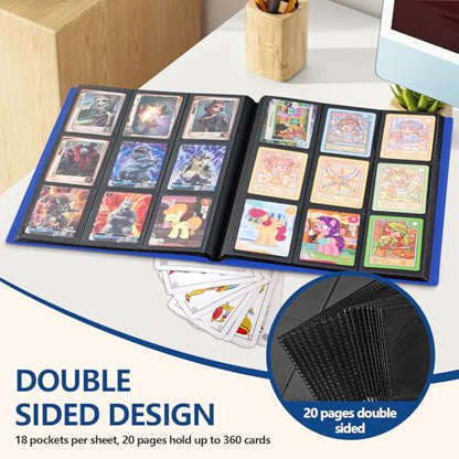 Card Binder, EDUDIIU 9 Pockets Premium Trading Card Binders, Cards Collection Binder Album, Side Loading Yugioh Holder Book for Sport, Football, Baseball Collector - Dard Blue - color: Dark Blue