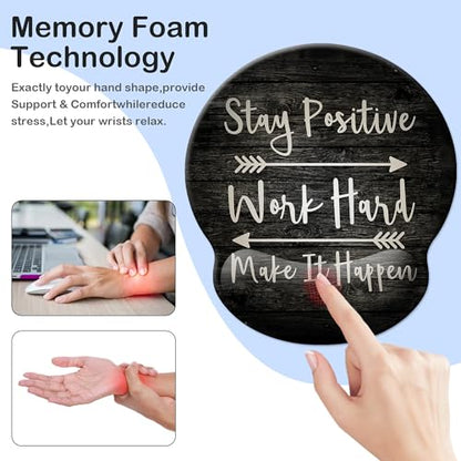 Mouse Pad Wrist Support,Ergonomic Mouse Pad with Wrist Rest,Comfortable Mousepad with Smooth Wrist Rest,Pain Relief Mouse Pads for Non-Slip Base,Computer,Laptop,Office,Home(Black Inspirational Quote) - color: Black Inspirational Quote