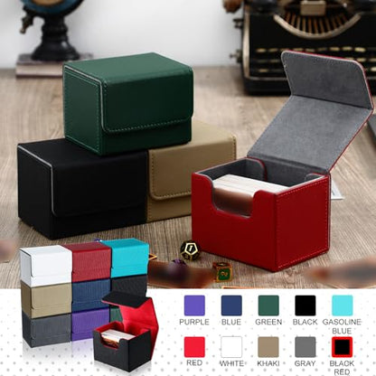 10 Pcs Leather Magnetic Deck Box for MTG Commander, 100+ Cards | PU Leather Card Deck Case,Snap Shut Lid,Stackable Design, Compatible with MTG Deck Boxes Tabletop Game Storage