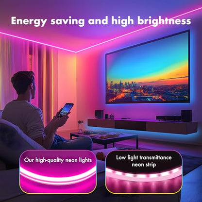 Neon Rope Lights,65.6FT RGB LED Strip Lights, App Control, IR Remote, Music Syncing, Outdoor IP67 Waterproof, Flexible Strip Cuttable for Bedroom, Gaming, Party(2 Rolls of 32.8FT) - size: 2x32.8FT
