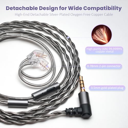 Hidizs MS1 Galaxy IEM Gaming Earphones - Dual Magnetic Engine for Immersive Gaming Sound Wired Earbuds/Inline Mic/Detachable 2-Pin Cable, 3.5mm Plug - color: Black, size: No Mic