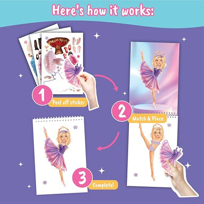 Dance Gifts for Girls Ballet Sticker Activity Book | Features 100+ removable stickers and guided fashion design pages to help kids 5 and up create stunning ballerina looks. - color: Sticker Dress Up Ballet