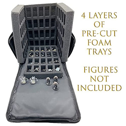 Miniature Storage Case - 80 Foam Slot Miniature Carrying Box - Figurine Storage with Handle - Figure Army Cases - Hobby Model Minis (4 Tray)