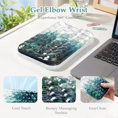 Ospelelf Elbow Wrist Rest Pad for Desk, Gel Arm Rest Pad Support for Laptop | Ergonomic Support for Typing & Mouse, Cool-touch, Lightweight, 6.29" × 4.33" × 0.98", Home Office Computer Use - style: Forest