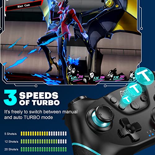 Diswoe Switch Controller, Wireless Pro Controller for Switch 2/Switch/Switch Lite/Switch OLED, Switch Remote Gamepad with Joystick, Adjustable Turbo Vibration with Programmable Function - color: Black+BF