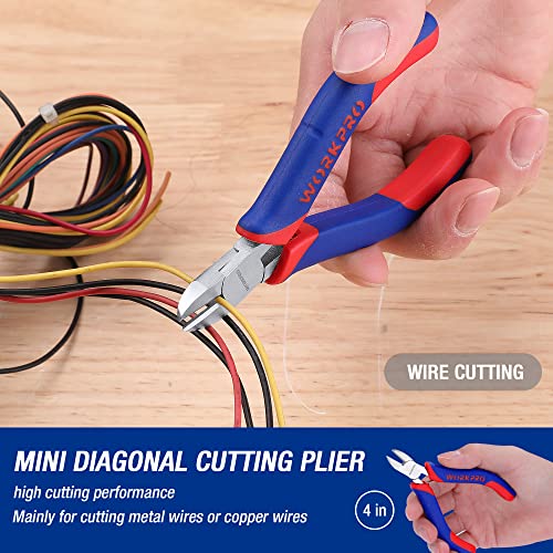 WORKPRO Mini Pliers Set, 3-Piece Small Pliers Tool Kit | Includes 4” Diagonal Plier, 5” Long Nose Plier, 6” Needle Nose Plier, for Making Crafts, Repairing Electronic Devices
