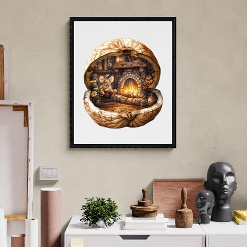 WOODBESTS Wooden Puzzles for Adults - Mouse's Walnut House, Mouse Wooden Jigsaw Puzzle, Unique Animal Wood Puzzles Adult, Xmas Gifts for Puzzle Lovers(265 Pcs, L, 13.4"x11.9") - size: Large