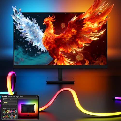 Soleil X6 LED Monitor Backlight for PC & Mac, Strip Light Sync to 24″-34″ Screens, Ambient Lighting for Games/Movies/Music, Dual USB Ports, Software Control (4-Sides for 24″ Monitors) - size: 4-Sides for 24″ PC and Mac monitors