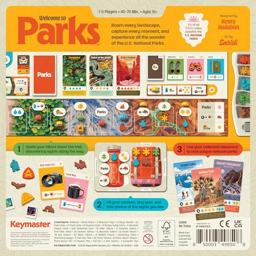Keymaster Games Parks Base Camp | Beautiful Strategy Game for Families, Adults or Solo | Best Board Game for Nature, Outdoors, and Hiking | The US National Parks Game | Ages 10+ | 1-5 Players - style: 2nd Edition | Base Camp