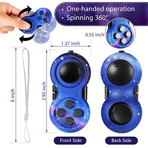 Skylety 2 Pcs Fidget Toys for Adults Controller Fidget Pad Stress Relief Cube Clicker Game Controller Sensory Educational Toy for Adhd Autism Relief Stress Anxiety(Starry Purple and Starry Blue Style) - style: Starry Purple and Starry Blue Style