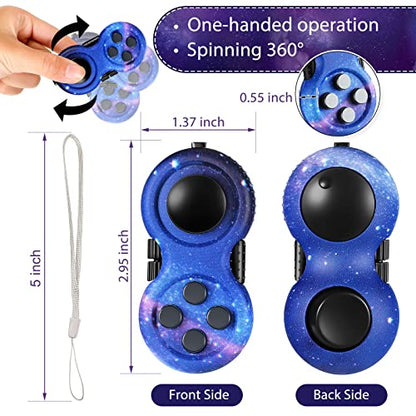 Skylety 2 Pcs Fidget Toys for Adults Controller Fidget Pad Stress Relief Cube Clicker Game Controller Sensory Educational Toy for Adhd Autism Relief Stress Anxiety(Starry Purple and Starry Blue Style) - style: Starry Purple and Starry Blue Style