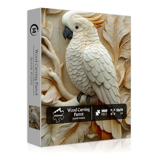 PICKFORU Parrot Puzzles for Adults 1000 Pieces, Bird Puzzle Nature Animal Carving Art, Impossible Challenge Hard Jigsaw Puzzle - style: Parrot Puzzles