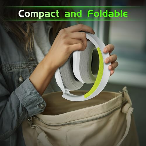 Gvyugke Wireless Gaming Headset for Xbox Series X/S, Xbox One, PS5, PC, Bluetooth 6.0 Gaming Headphones with Flip-to-Mute Noise-Canceling Mic, 70-Hour Playtime, Foldable, 3D Surround Sound - Lime - color: Lime